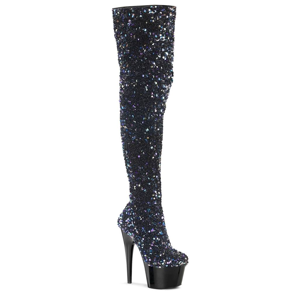 Pleaser - ADORE3020 Plateau Overknee Laarzen - Paaldans schoenen - Zwart Product image